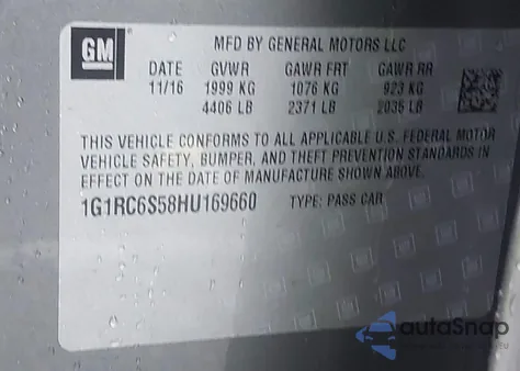 2017 Chevrolet Volt Lt from USA, damaged, VIN 1G1RC6S58HU169660
